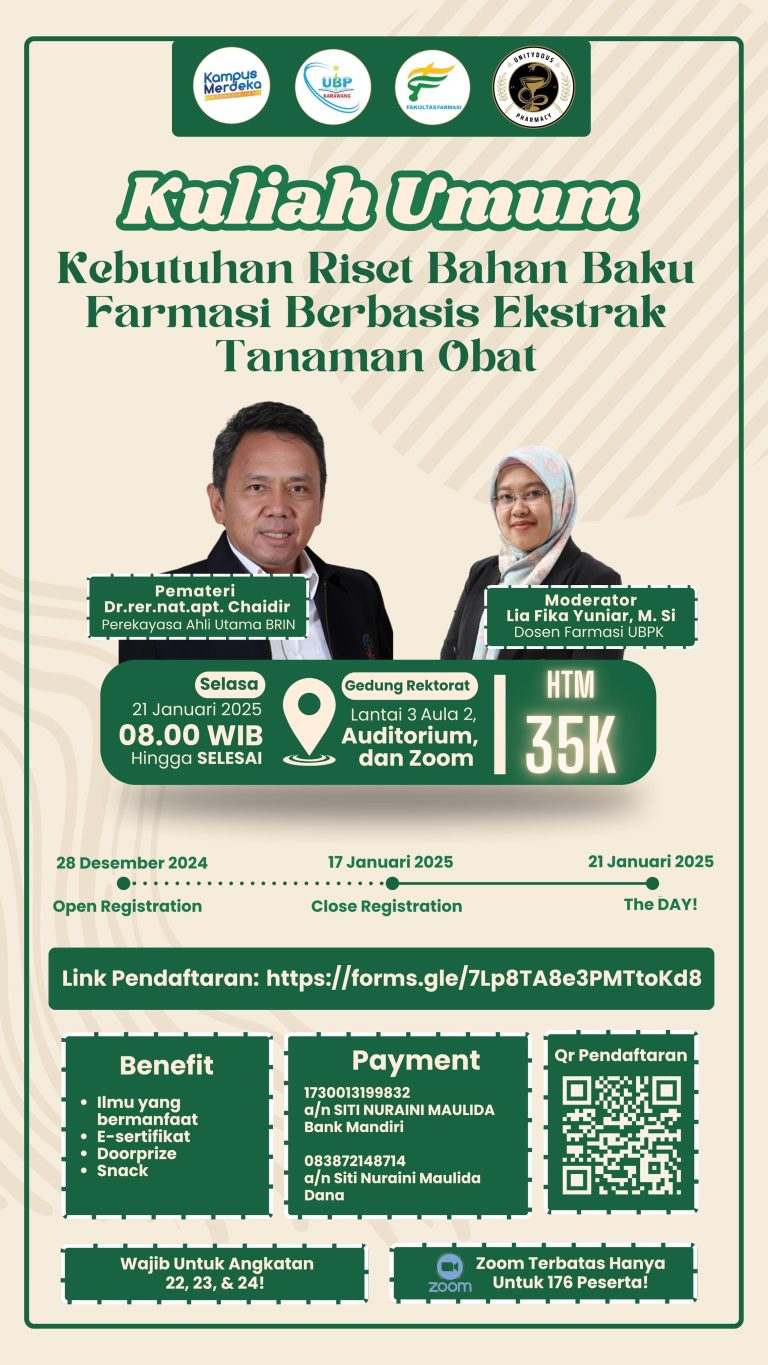 Kuliah Umum Departemen Biologi Farmasi Dengan Tema Kebutuhan Riset Bahan Baku Farmasi Berbasis Ekstrak Tanaman Obat